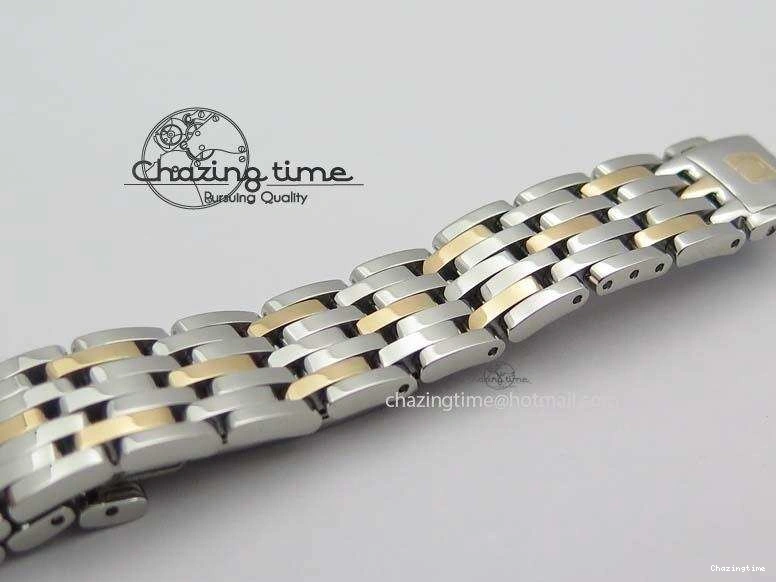 0426 De Ville 27mm SS RG Ladies MK 1:1 Best Edition White MOP Dial Diamond Markers On SS Bracelet Ronda Quartz Chic 8198